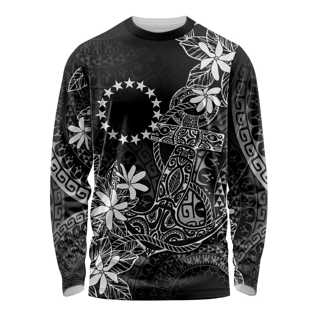 Black Kuki Airani Tapakau Long Sleeve Shirt Tribal Anchor Mix Tiare