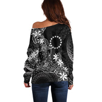 Black Kuki Airani Tapakau Off Shoulder Sweater Tribal Anchor Mix Tiare LT7 - Polynesian Pride