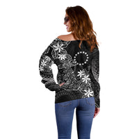 Black Kuki Airani Tapakau Off Shoulder Sweater Tribal Anchor Mix Tiare LT7 - Polynesian Pride