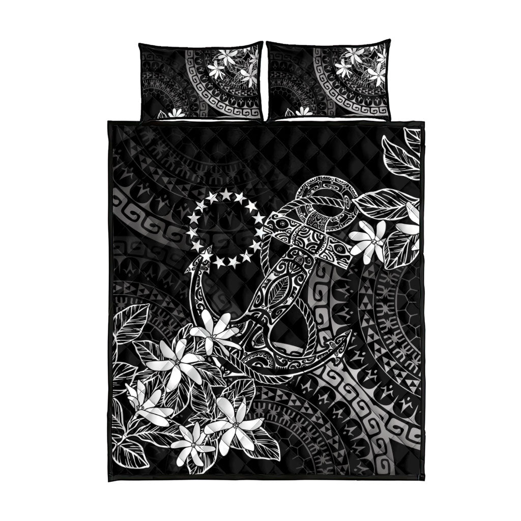 Black Kuki Airani Tapakau Quilt Bed Set Tribal Anchor Mix Tiare