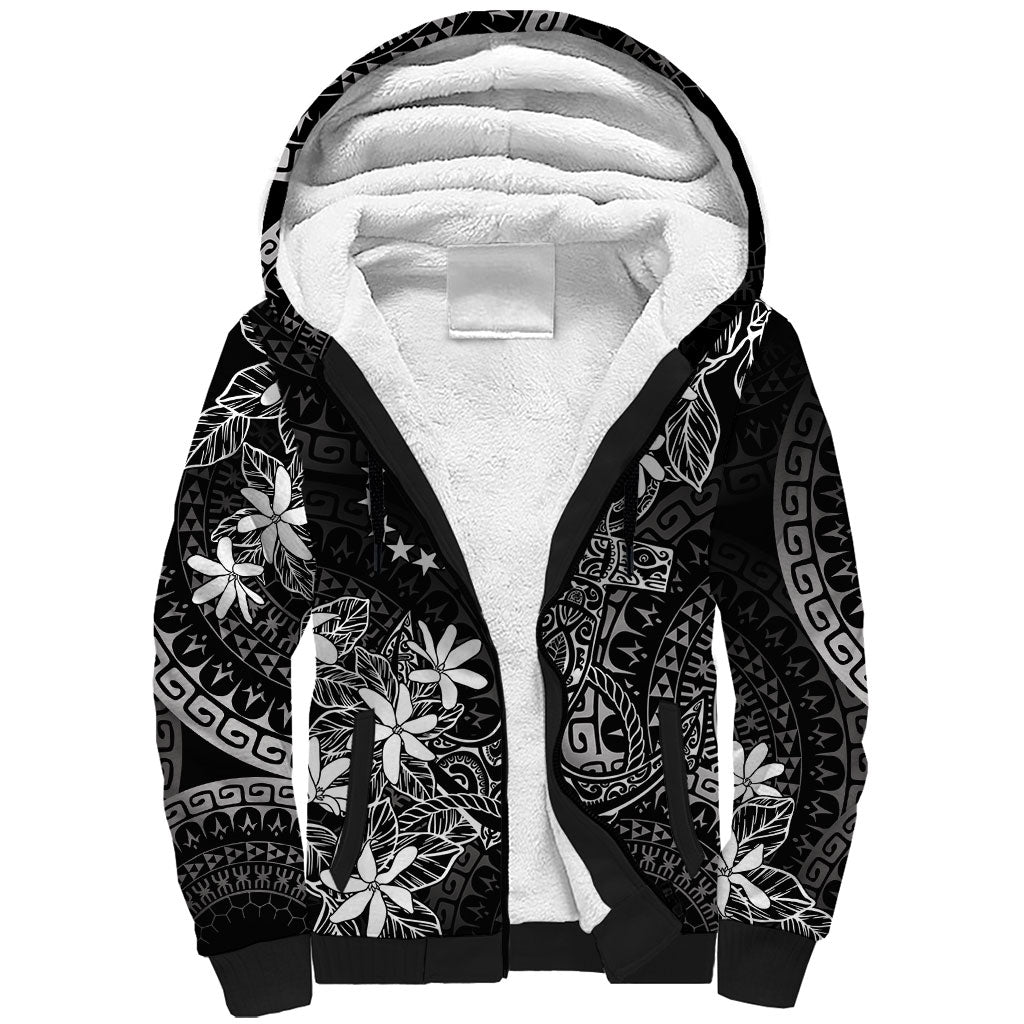 Black Kuki Airani Tapakau Sherpa Hoodie Tribal Anchor Mix Tiare LT7 Unisex Black - Polynesian Pride