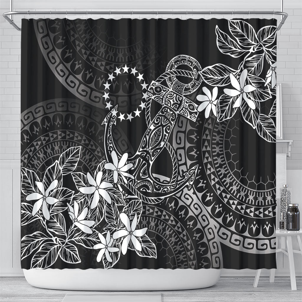Black Kuki Airani Tapakau Shower Curtain Tribal Anchor Mix Tiare