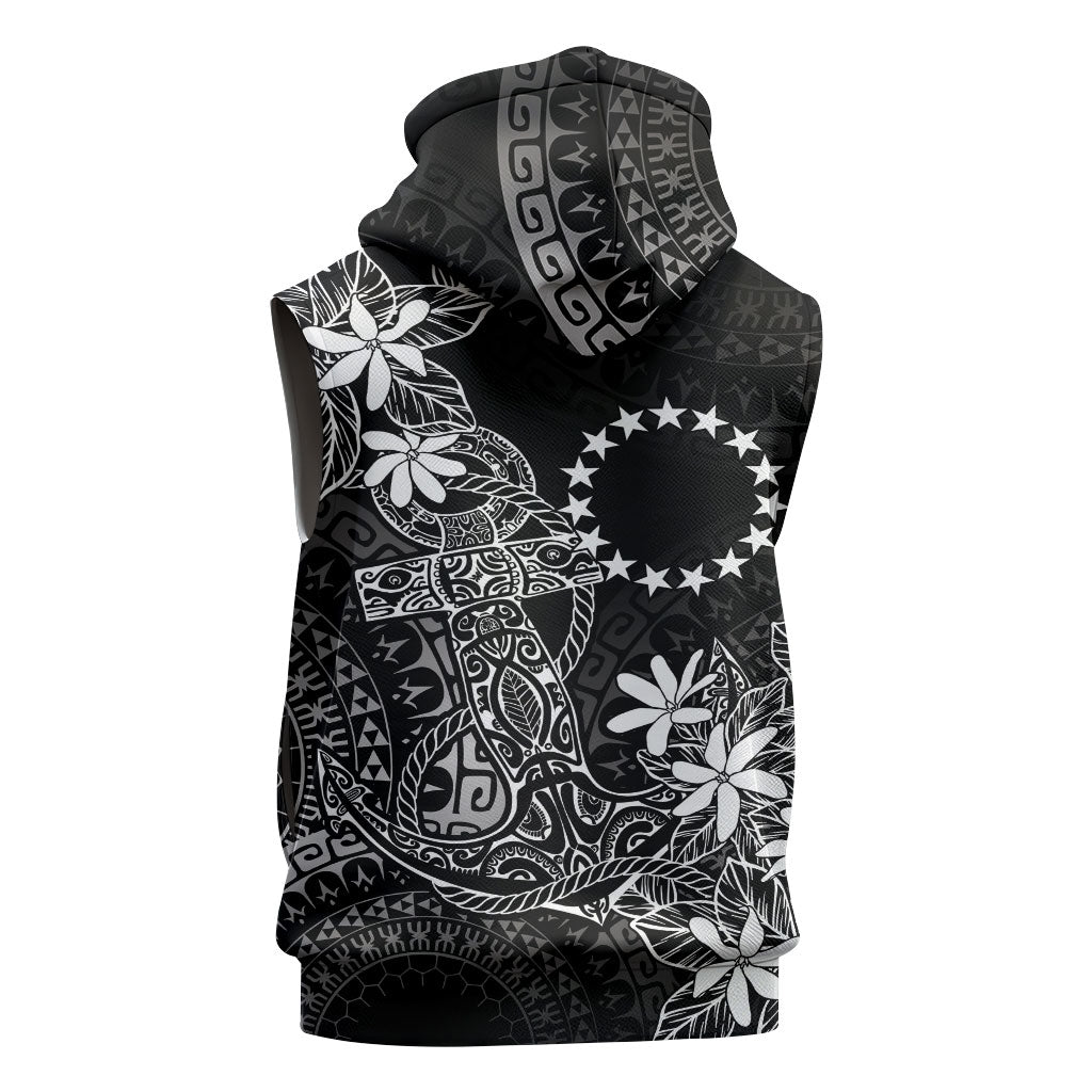 Black Kuki Airani Tapakau Sleeveless Hoodie Tribal Anchor Mix Tiare LT7 - Polynesian Pride