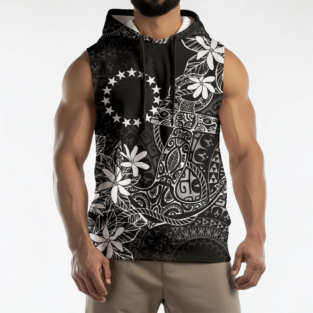 Black Kuki Airani Tapakau Sleeveless Hoodie Tribal Anchor Mix Tiare LT7 - Polynesian Pride