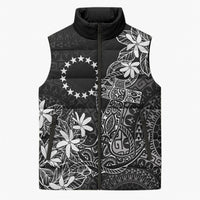 Black Kuki Airani Tapakau Sleeveless Puffer Jacket Tribal Anchor Mix Tiare LT7 Unisex Black - Polynesian Pride