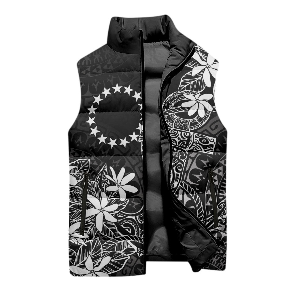 Black Kuki Airani Tapakau Sleeveless Puffer Jacket Tribal Anchor Mix Tiare LT7 - Polynesian Pride