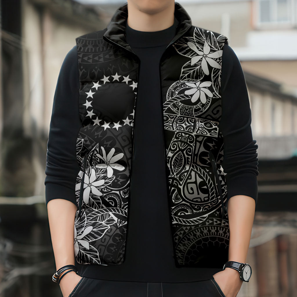 Black Kuki Airani Tapakau Sleeveless Puffer Jacket Tribal Anchor Mix Tiare LT7 - Polynesian Pride