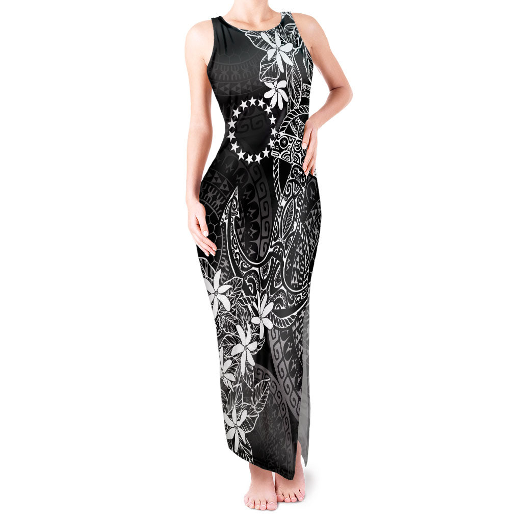 Black Kuki Airani Tapakau Tank Maxi Dress Tribal Anchor Mix Tiare LT7 Women Black - Polynesian Pride