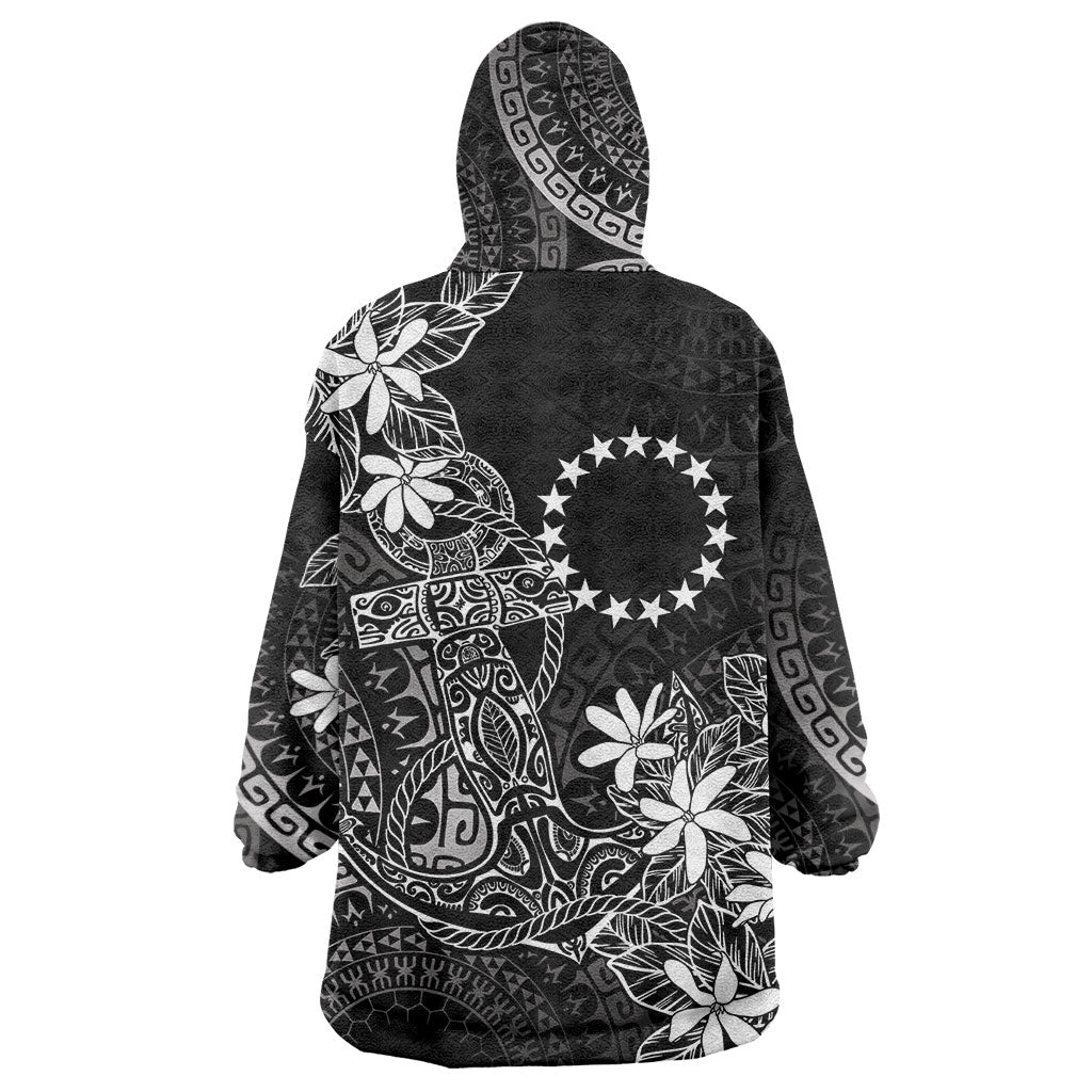 Black Kuki Airani Tapakau Wearable Blanket Hoodie Tribal Anchor Mix Tiare LT7 - Polynesian Pride