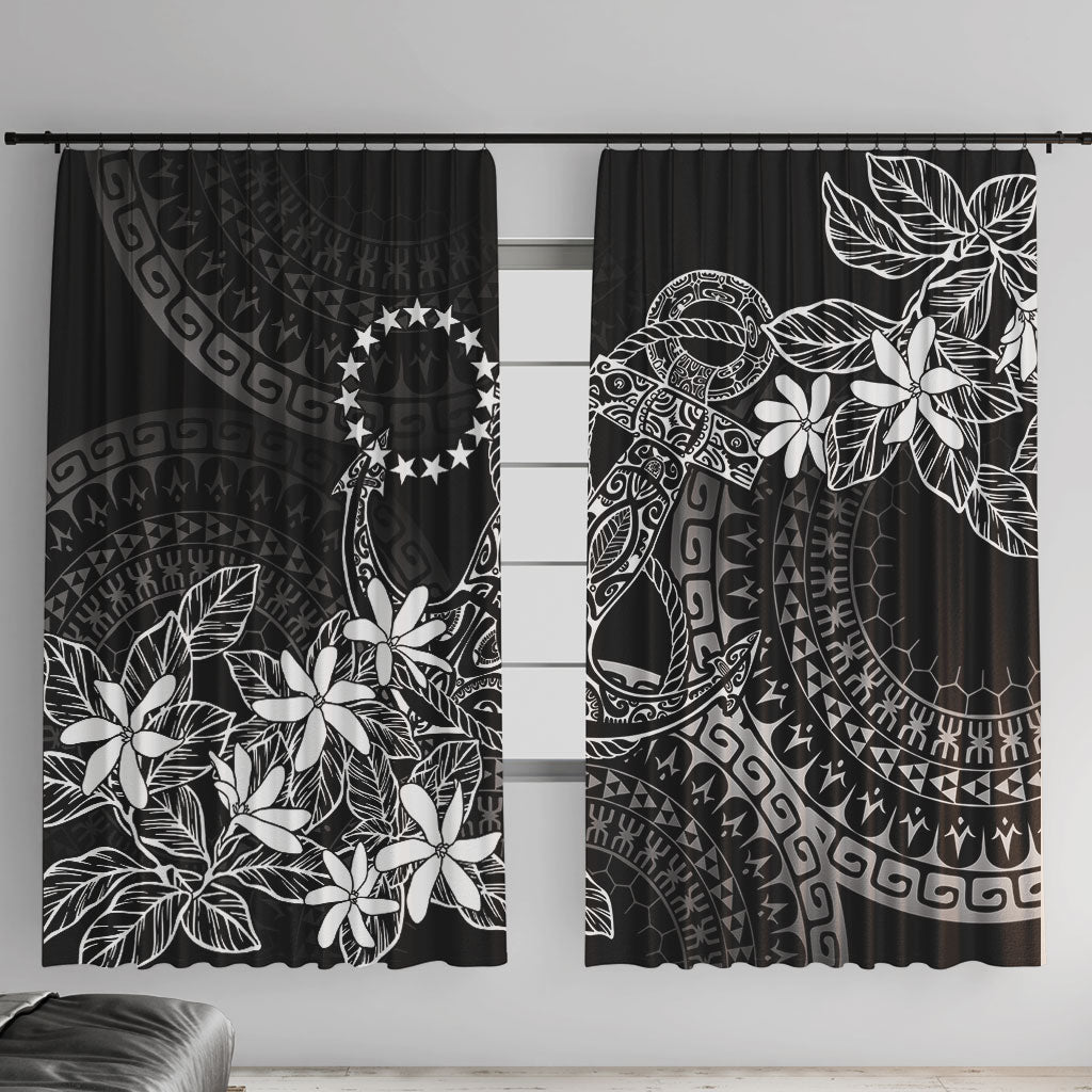 Black Kuki Airani Tapakau Window Curtain Tribal Anchor Mix Tiare