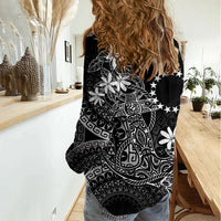 Black Kuki Airani Tapakau Women Casual Shirt Tribal Anchor Mix Tiare LT7 - Polynesian Pride