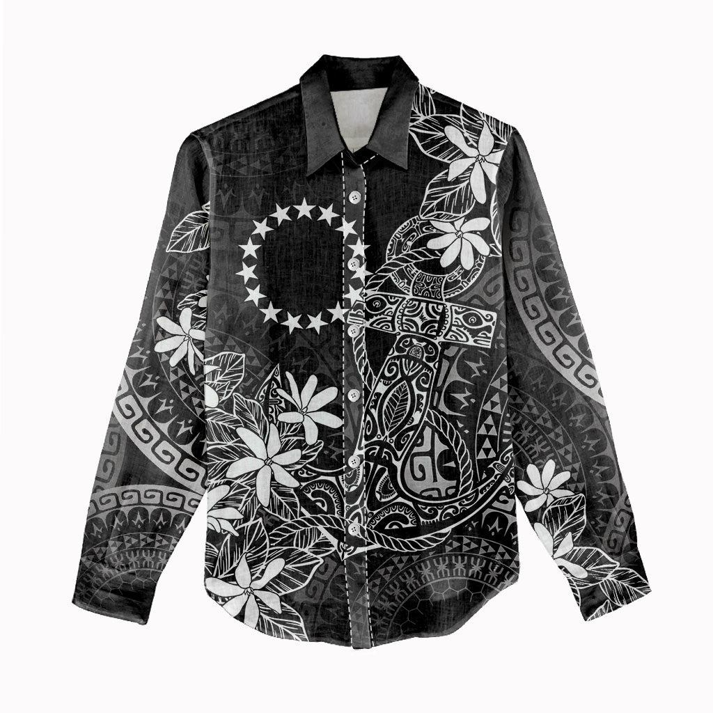 Black Kuki Airani Tapakau Women Casual Shirt Tribal Anchor Mix Tiare LT7 - Polynesian Pride