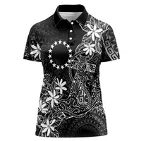 Black Kuki Airani Tapakau Women Polo Shirt Tribal Anchor Mix Tiare LT7 Female Black - Polynesian Pride