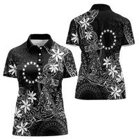 Black Kuki Airani Tapakau Women Polo Shirt Tribal Anchor Mix Tiare LT7 - Polynesian Pride