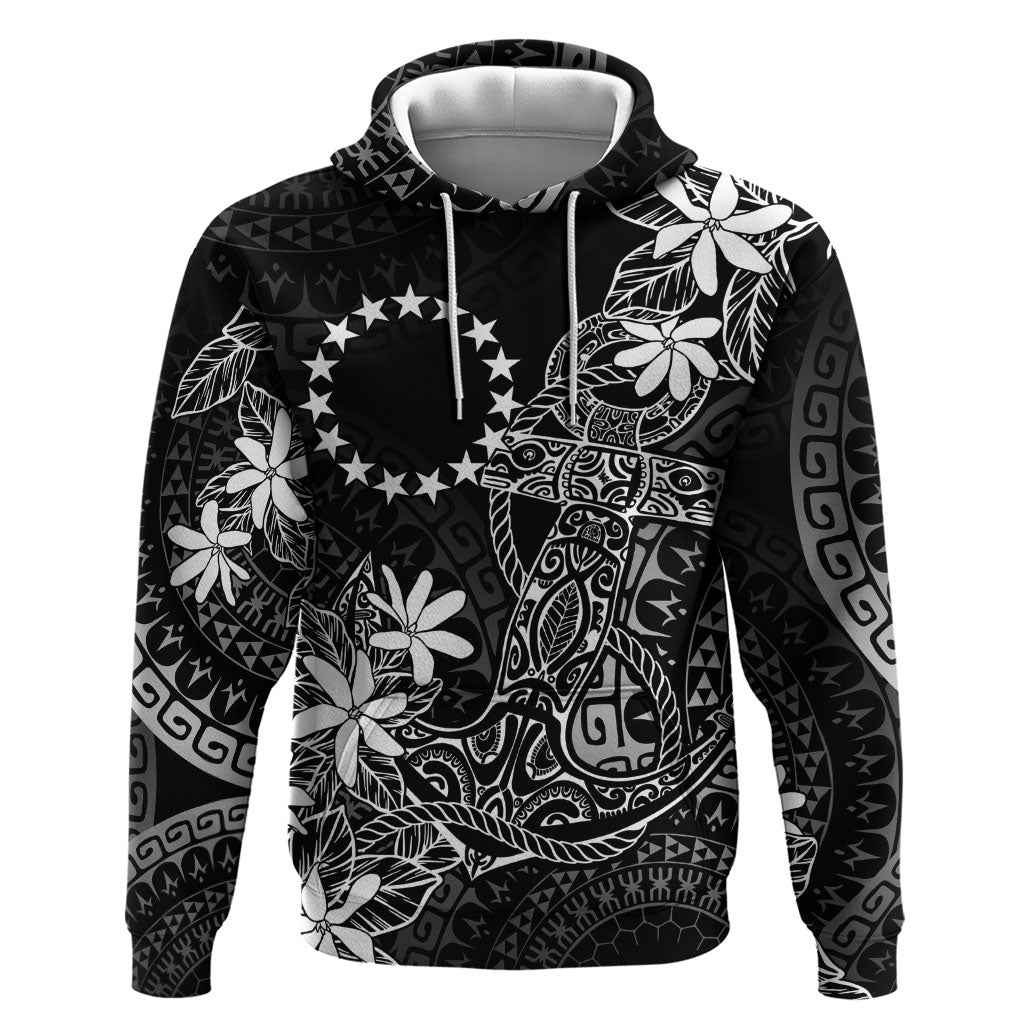 Black Kuki Airani Tapakau Zip Hoodie Tribal Anchor Mix Tiare