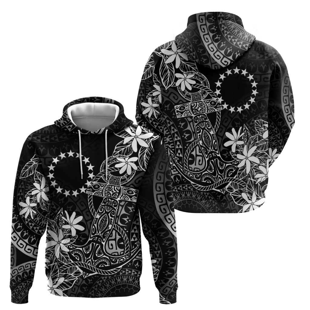 Black Kuki Airani Tapakau Zip Hoodie Tribal Anchor Mix Tiare