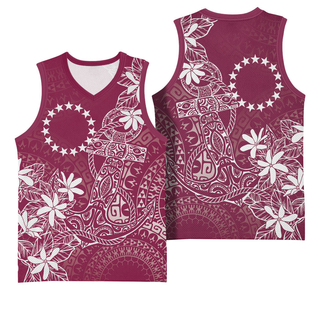 Maroon Kuki Airani Tapakau Basketball Jersey Tribal Anchor Mix Tiare