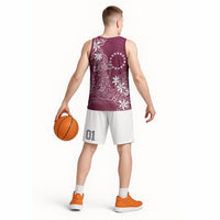 Maroon Kuki Airani Tapakau Basketball Jersey Tribal Anchor Mix Tiare