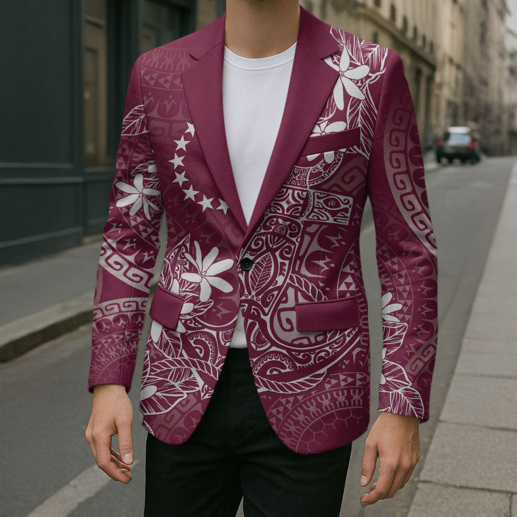 Maroon Kuki Airani Tapakau Blazer Tribal Anchor Mix Tiare LT7 - Polynesian Pride