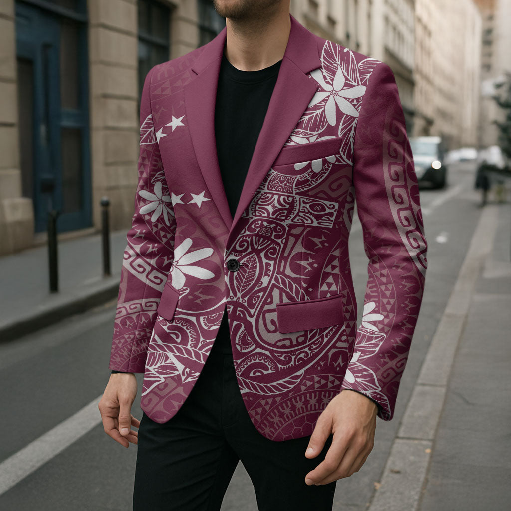 Maroon Kuki Airani Tapakau Blazer Tribal Anchor Mix Tiare LT7 - Polynesian Pride
