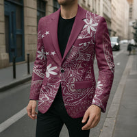 Maroon Kuki Airani Tapakau Blazer Tribal Anchor Mix Tiare LT7 - Polynesian Pride