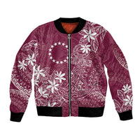 Maroon Kuki Airani Tapakau Bomber Jacket Tribal Anchor Mix Tiare
