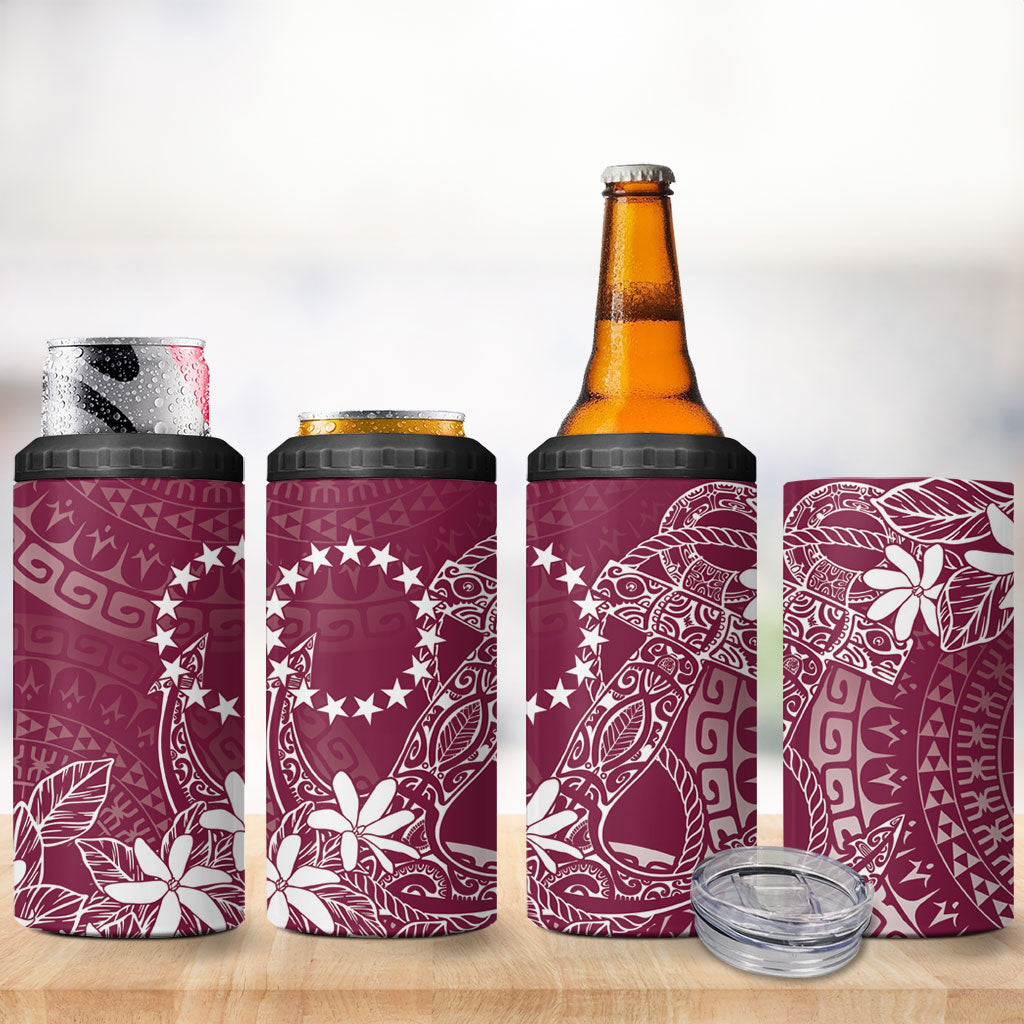 Maroon Kuki Airani Tapakau 4 in 1 Can Cooler Tumbler Tribal Anchor Mix Tiare LT7 - Polynesian Pride