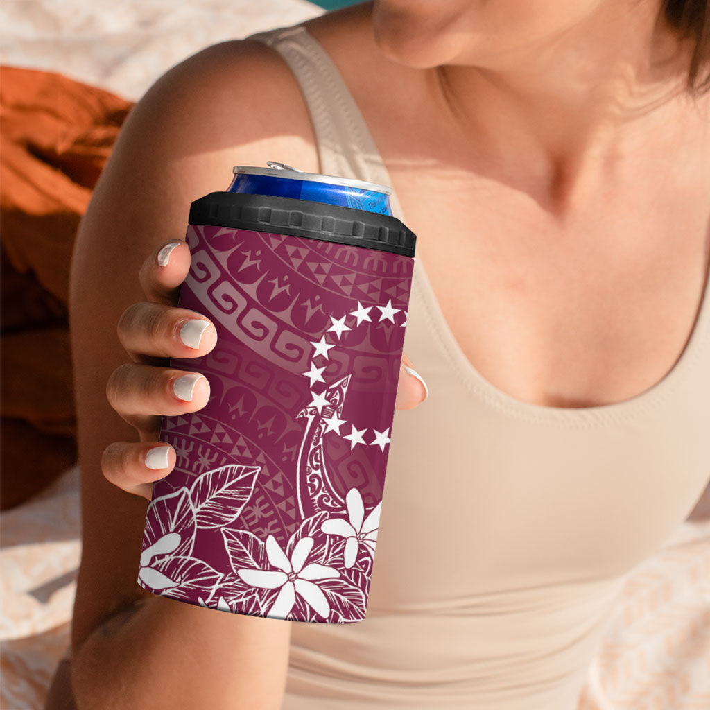 Maroon Kuki Airani Tapakau 4 in 1 Can Cooler Tumbler Tribal Anchor Mix Tiare LT7 - Polynesian Pride