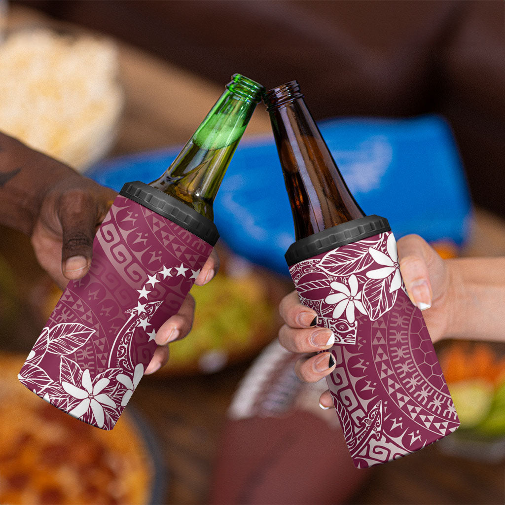 Maroon Kuki Airani Tapakau 4 in 1 Can Cooler Tumbler Tribal Anchor Mix Tiare LT7 - Polynesian Pride