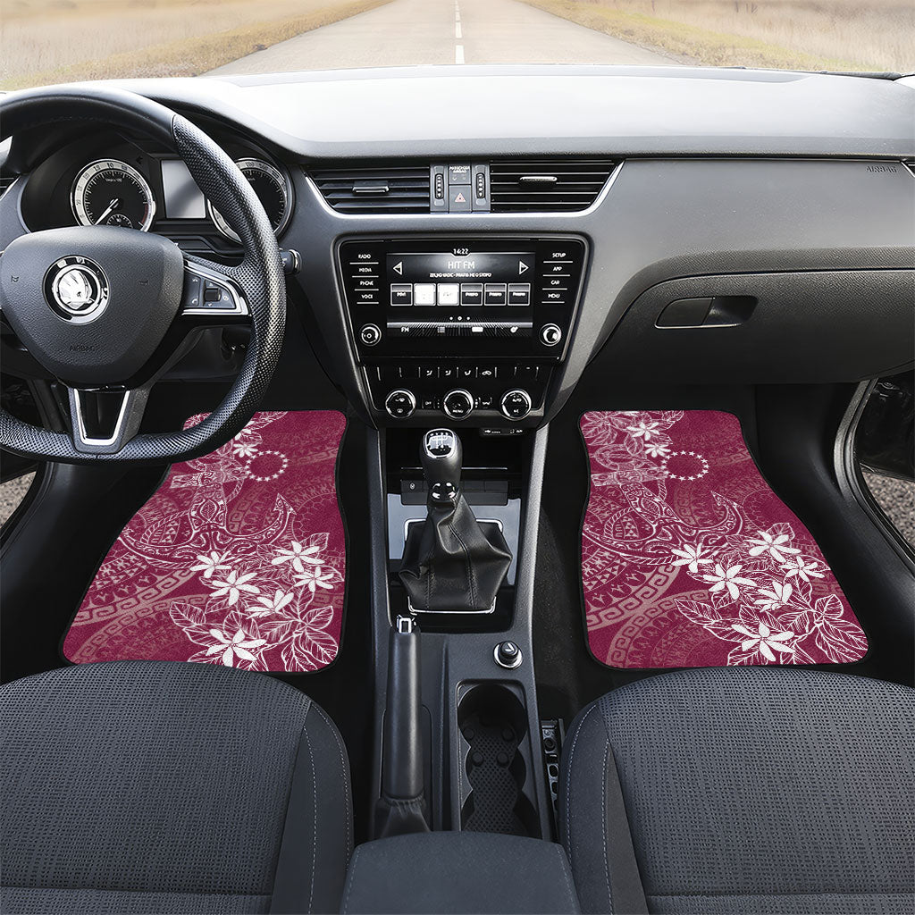 Maroon Kuki Airani Tapakau Car Mats Tribal Anchor Mix Tiare LT7 Set 2pcs - Front Maroon - Polynesian Pride