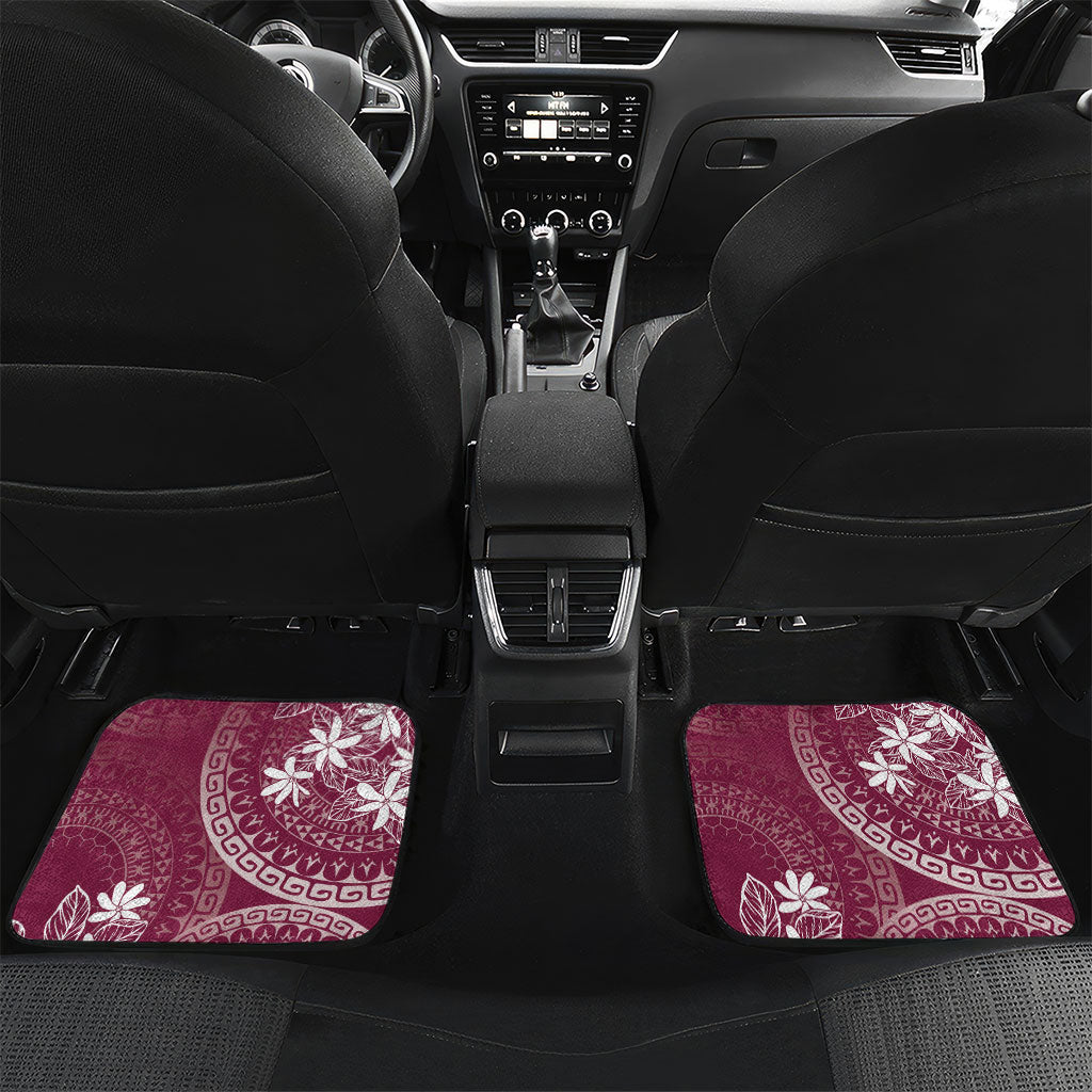 Maroon Kuki Airani Tapakau Car Mats Tribal Anchor Mix Tiare LT7 Set 2pcs - Back Maroon - Polynesian Pride