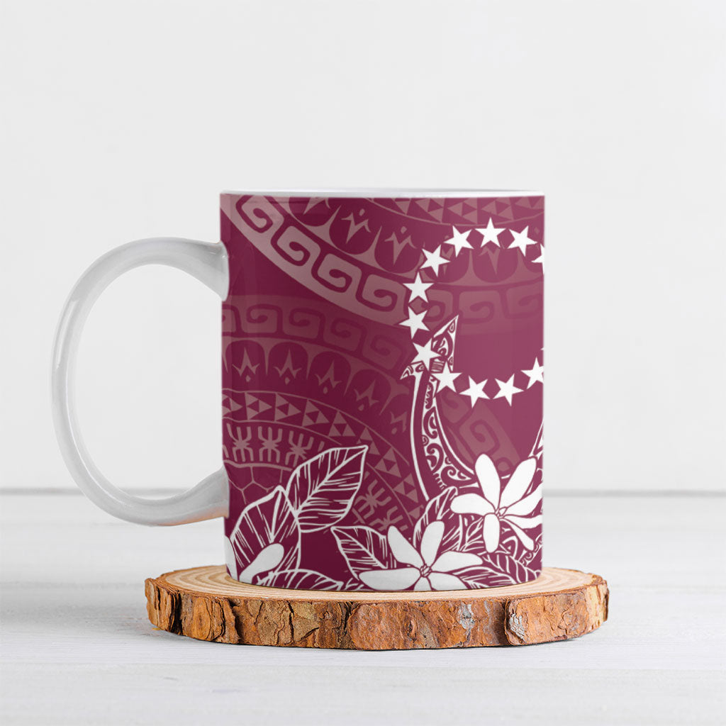 Maroon Kuki Airani Tapakau Ceramic Mug Tribal Anchor Mix Tiare