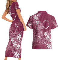 Maroon Kuki Airani Tapakau Couples Matching Short Sleeve Bodycon Dress and Hawaiian Shirt Tribal Anchor Mix Tiare LT7 - Polynesian Pride