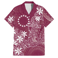 Maroon Kuki Airani Tapakau Family Matching Off Shoulder Maxi Dress and Hawaiian Shirt Tribal Anchor Mix Tiare LT7 Dad's Shirt - Short Sleeve Maroon - Polynesian Pride