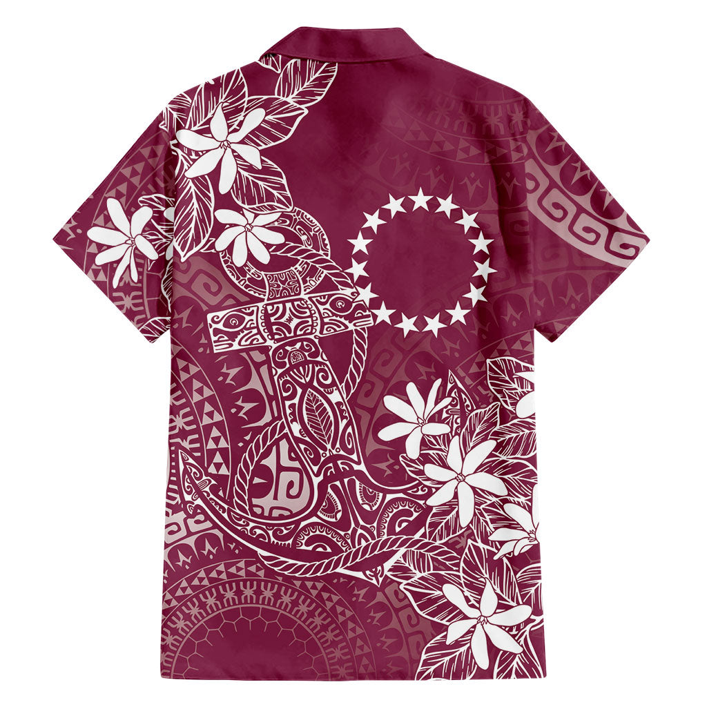 Maroon Kuki Airani Tapakau Family Matching Off Shoulder Short Dress and Hawaiian Shirt Tribal Anchor Mix Tiare LT7 - Polynesian Pride