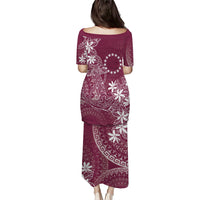 Maroon Kuki Airani Tapakau Family Matching Puletasi and Hawaiian Shirt Tribal Anchor Mix Tiare LT7 - Polynesian Pride