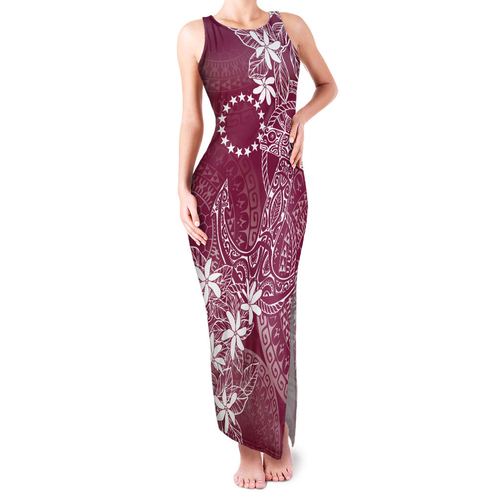 Maroon Kuki Airani Tapakau Family Matching Tank Maxi Dress and Hawaiian Shirt Tribal Anchor Mix Tiare LT7 Mom's Dress Maroon - Polynesian Pride