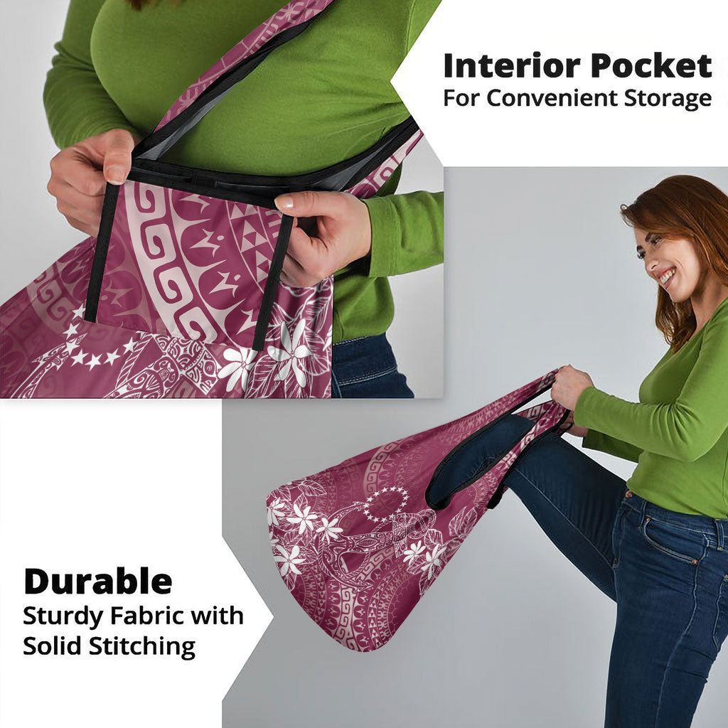 Maroon Kuki Airani Tapakau Grocery Bag Tribal Anchor Mix Tiare
