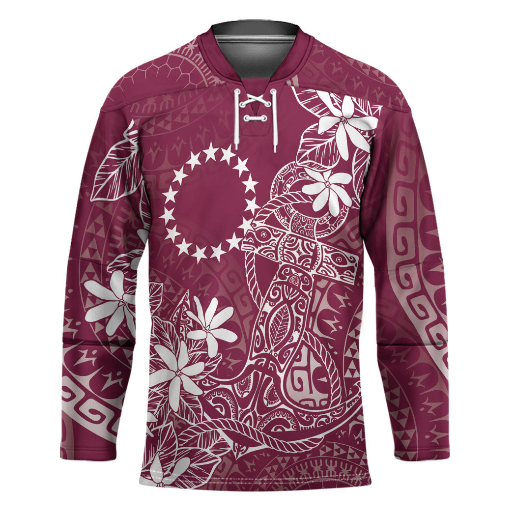Maroon Kuki Airani Tapakau Hockey Jersey Tribal Anchor Mix Tiare