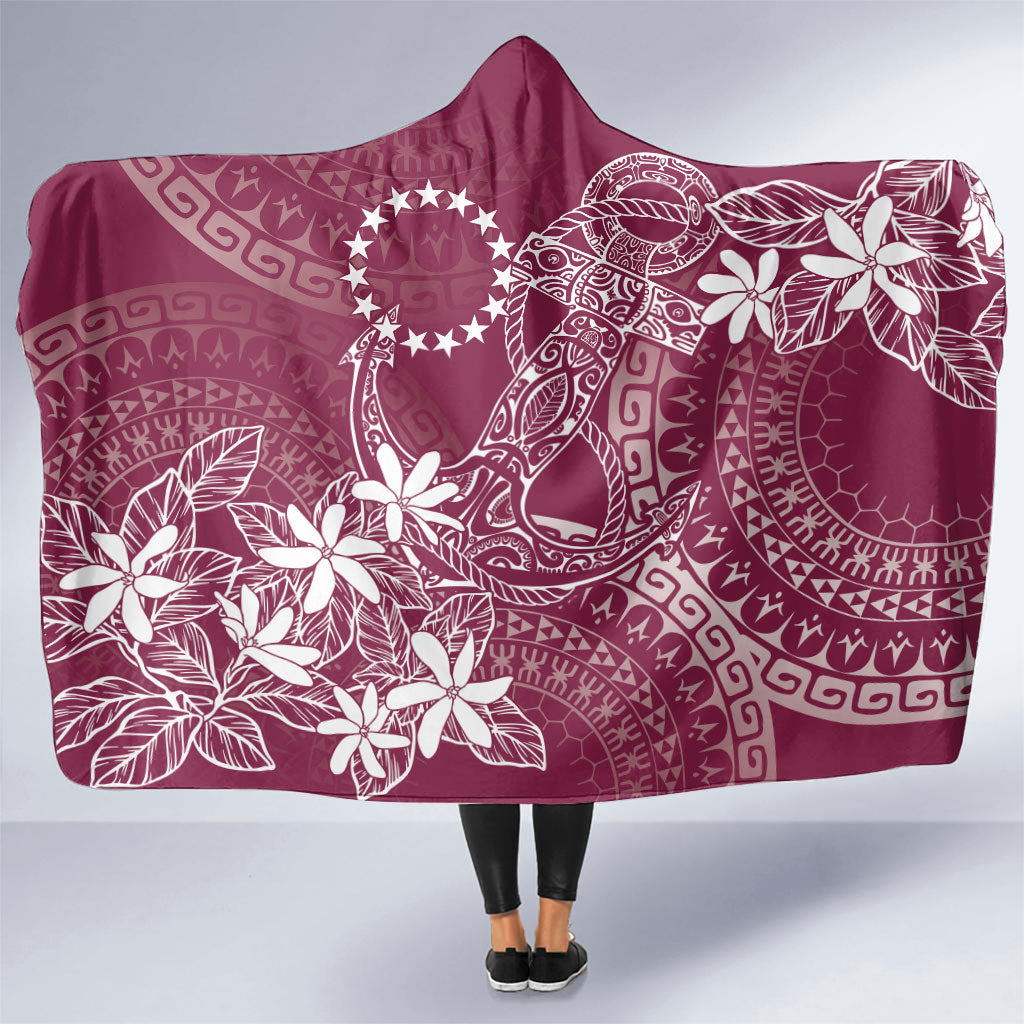 Maroon Kuki Airani Tapakau Hooded Blanket Tribal Anchor Mix Tiare LT7 One Size Maroon - Polynesian Pride