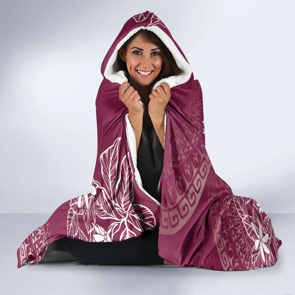 Maroon Kuki Airani Tapakau Hooded Blanket Tribal Anchor Mix Tiare LT7 - Polynesian Pride