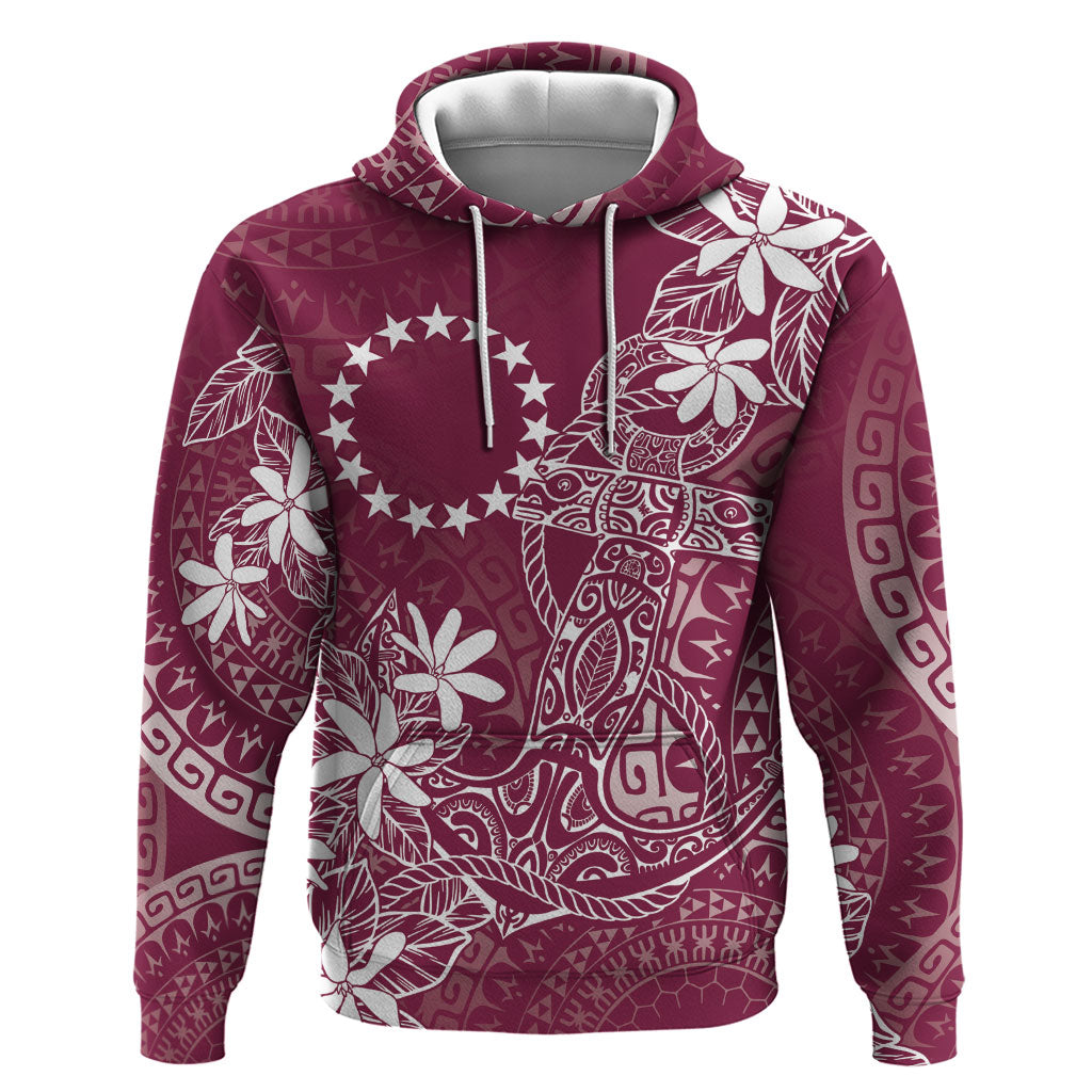 Maroon Kuki Airani Tapakau Hoodie Tribal Anchor Mix Tiare