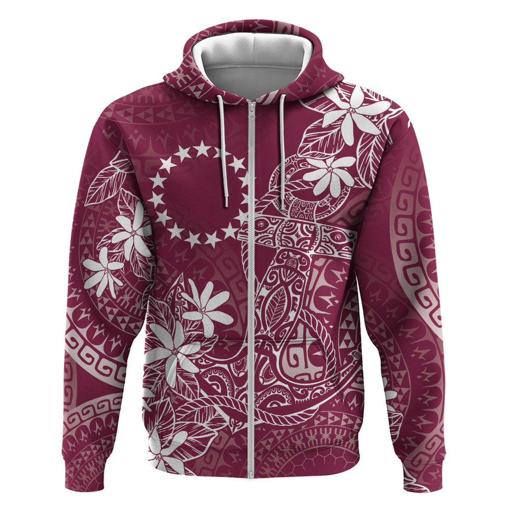 Maroon Kuki Airani Tapakau Hoodie Tribal Anchor Mix Tiare