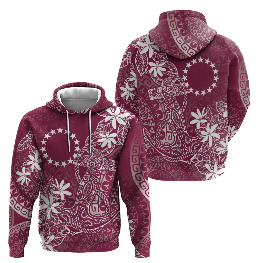Maroon Kuki Airani Tapakau Hoodie Tribal Anchor Mix Tiare