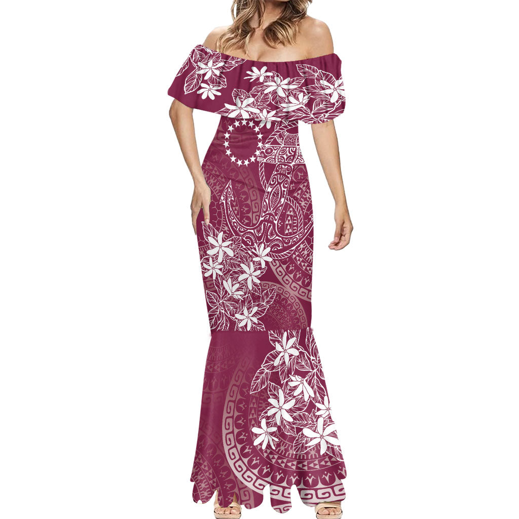 Maroon Kuki Airani Tapakau Mermaid Dress Tribal Anchor Mix Tiare LT7 - Polynesian Pride