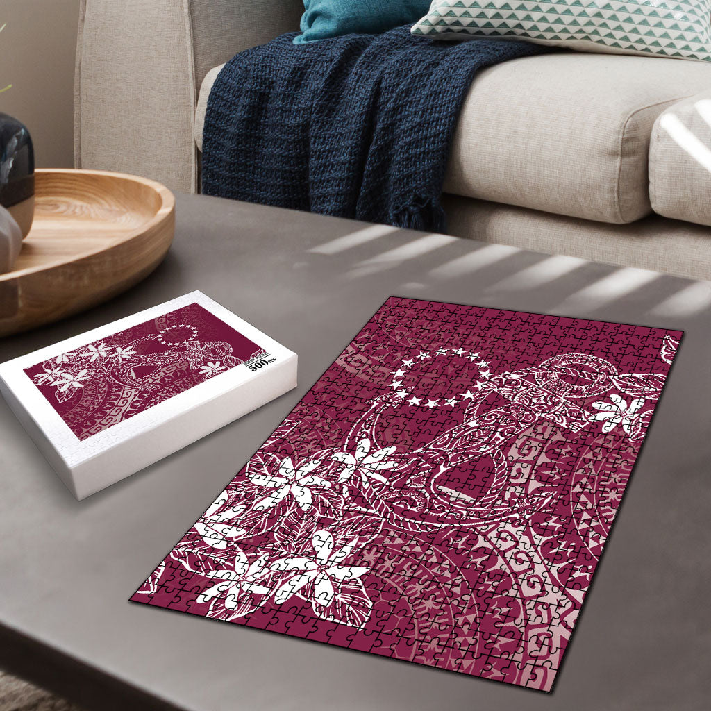Maroon Kuki Airani Tapakau Puzzle Tribal Anchor Mix Tiare