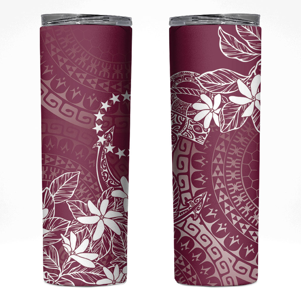 Maroon Kuki Airani Tapakau Skinny Tumbler Tribal Anchor Mix Tiare LT7 Maroon - Polynesian Pride
