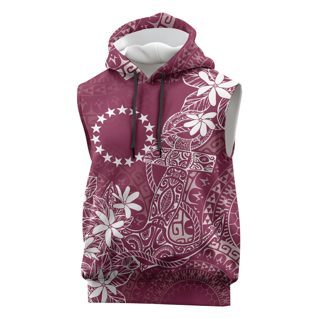 Maroon Kuki Airani Tapakau Sleeveless Hoodie Tribal Anchor Mix Tiare LT7 Maroon - Polynesian Pride