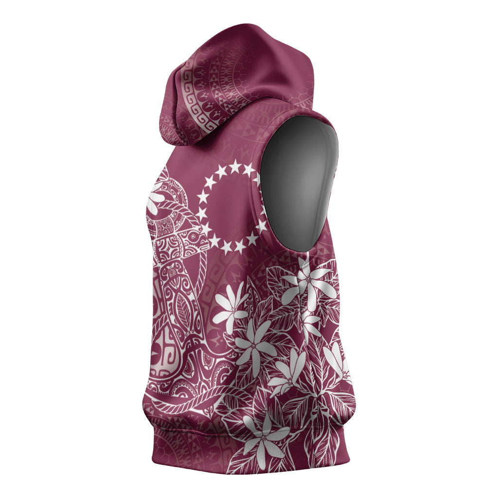 Maroon Kuki Airani Tapakau Sleeveless Hoodie Tribal Anchor Mix Tiare LT7 - Polynesian Pride