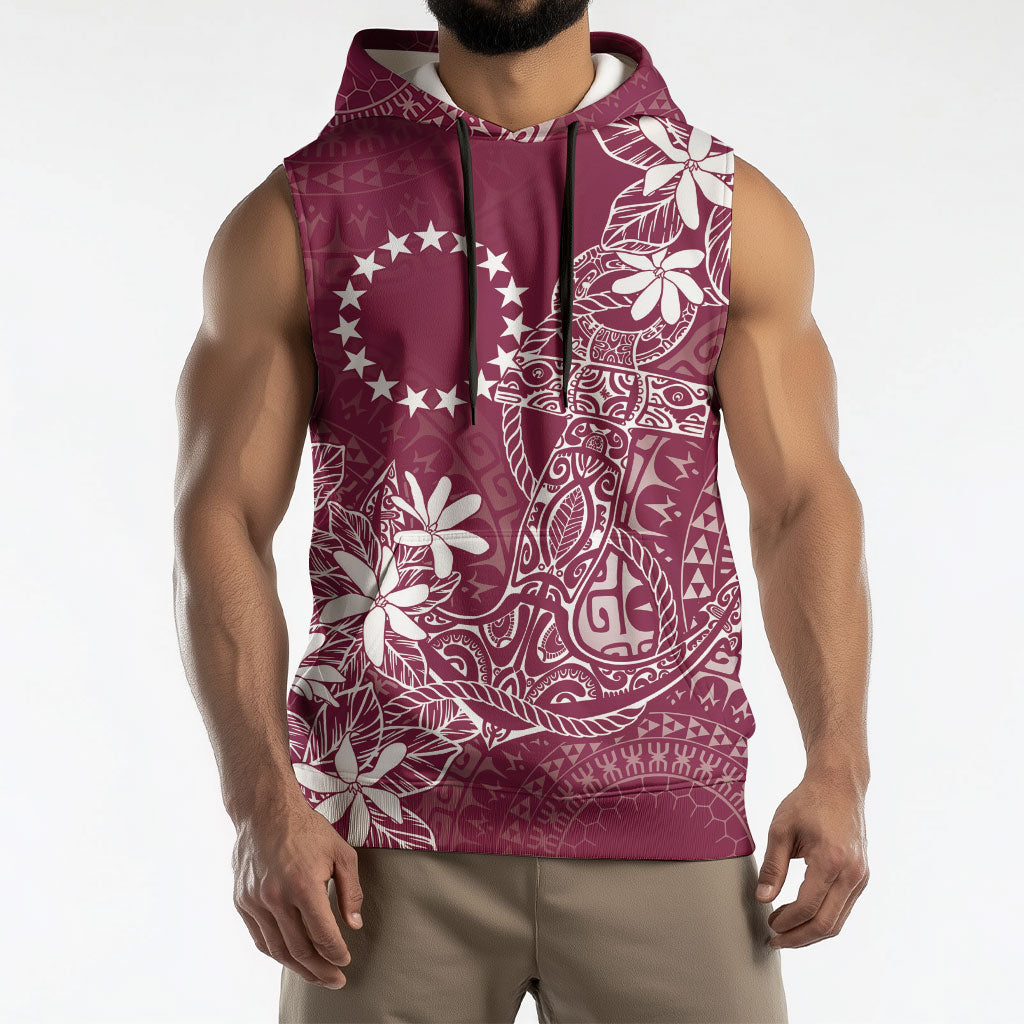 Maroon Kuki Airani Tapakau Sleeveless Hoodie Tribal Anchor Mix Tiare LT7 - Polynesian Pride